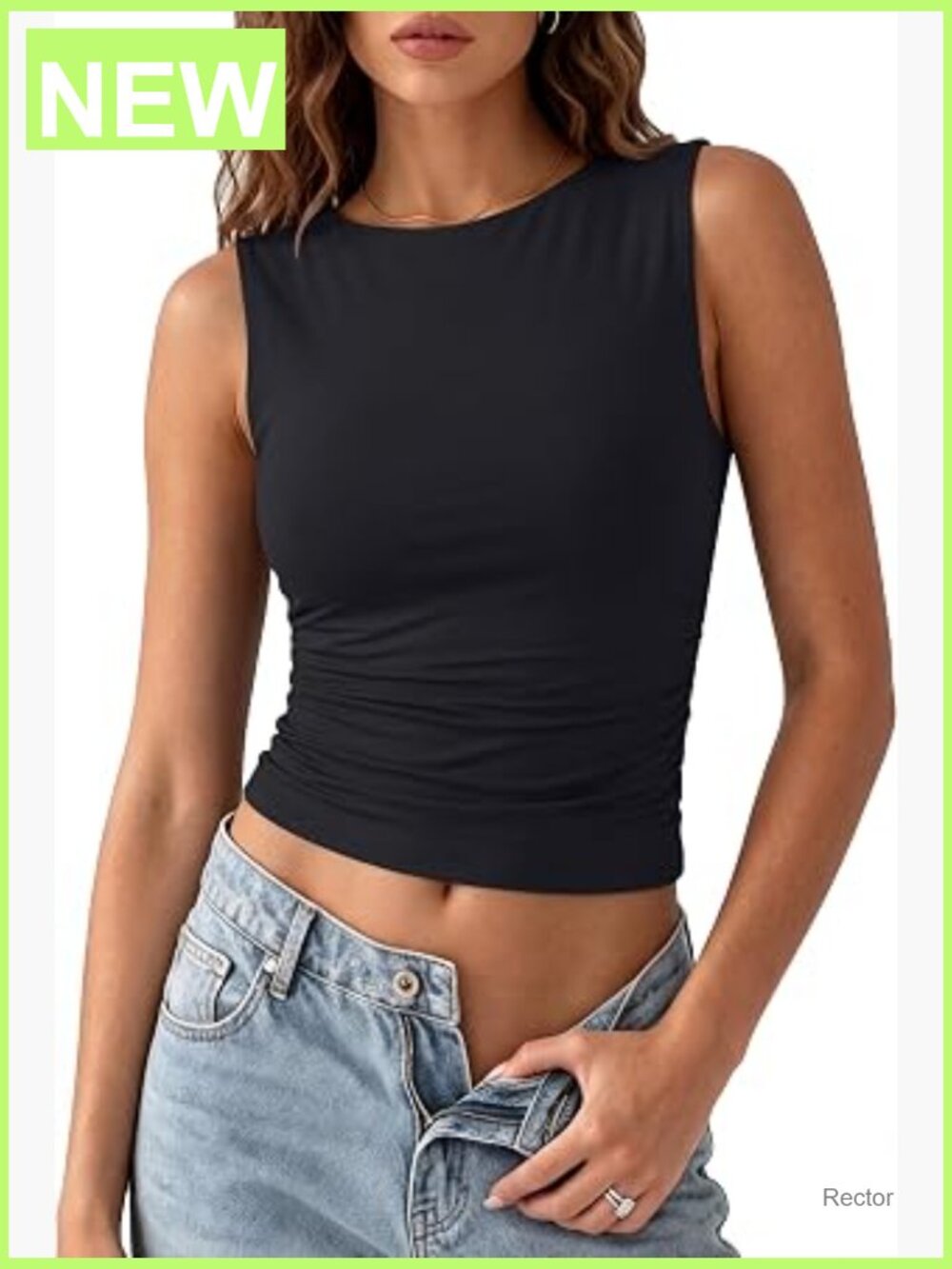 Double Lined Ruched Tank Top - Buttery Soft Sleeveless Y2K Going Out Tee